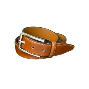 Duchamp London Mens Leather Belt Tan Brown Silver Buckle Size 42